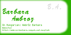 barbara ambroz business card